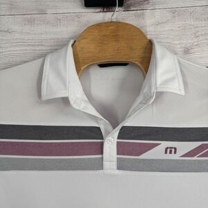 Travis Mathew Golf Polo Shirt Medium Striped Athletic Performance Del Paso‎